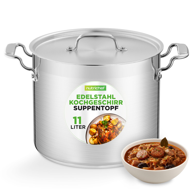 Nutrichef Kochtopf 11,4l Ø28cm, Edelstahl Mit Deckel, Induktion