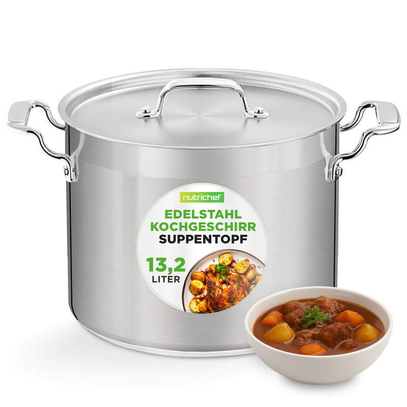 Nutrichef Kochtopf 13,2l, Edelstahl Mit Deckel, Induktion