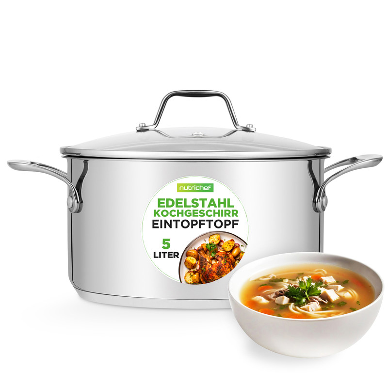 Nutrichef Kochtopf 6l Ø35cm Mit Glasdeckel, Induktion