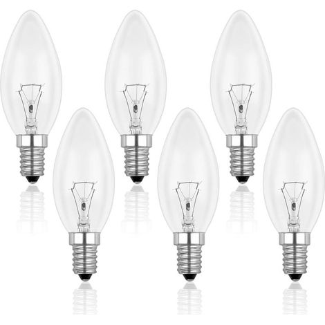 E14-kerzenlampe, Klar, 40 W, Dimmbar, Warmweiß (2700 K), 400 Lm, Flammenform, E14-schraubsockel, 6er-pack
