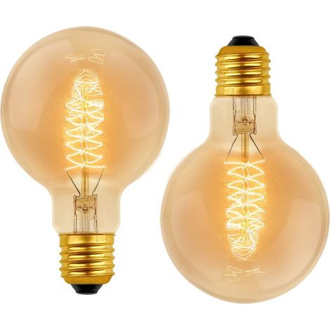 G80 Retro-glühlampen, Dimmbar, 40 W, Warmweiß 2700 K, 220 V Wechselstrom, E27-fassung, Wolfram-spiralglühfaden (2er-pack)