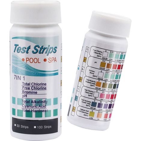 100 Stück 7-in-1 Pool-teststreifen, Wasserhärte-ph-tester, Brom-chlor-tester, Spa-aquarien-wassertest-set