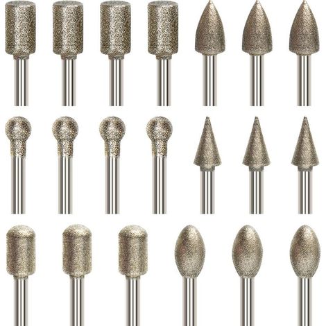 20-teiliges Diamant-rotationsfräser-set, 3 Mm (1/8") Schaft-gravurbit-set, Diamantbohrer Für Rotationswerkzeuge, Schleifen, Polieren, Diy-gravur Und Bohren.