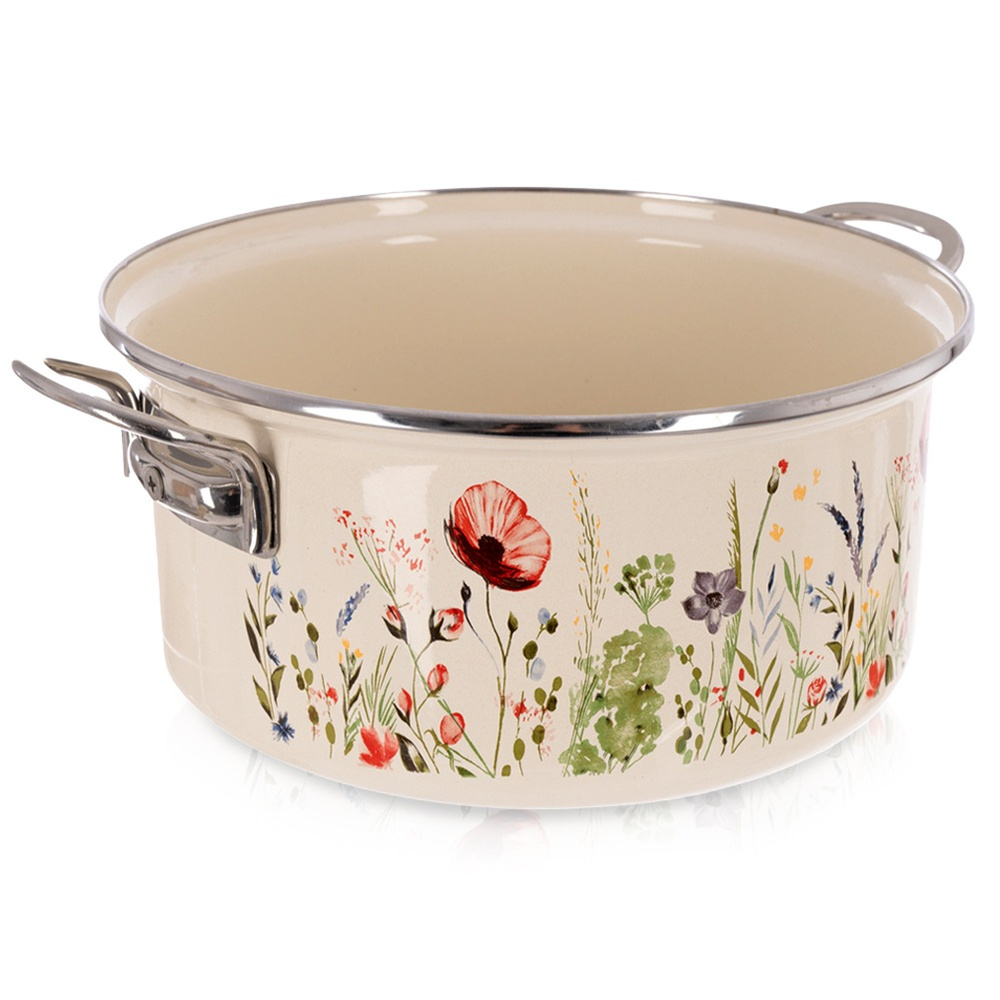 Cremefarbener Emaillierter Topf Maki 24 Cm, 3,8 L