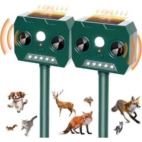 2er-pack Marderabwehrgeräte, Katzenabwehrgerät, 120° Ultraschall-solar-hundeabwehrgerät Mit Led-licht, Ip45 Wetterfestes Tierabwehrgerät Für Marder, Katzen Und Waschbären