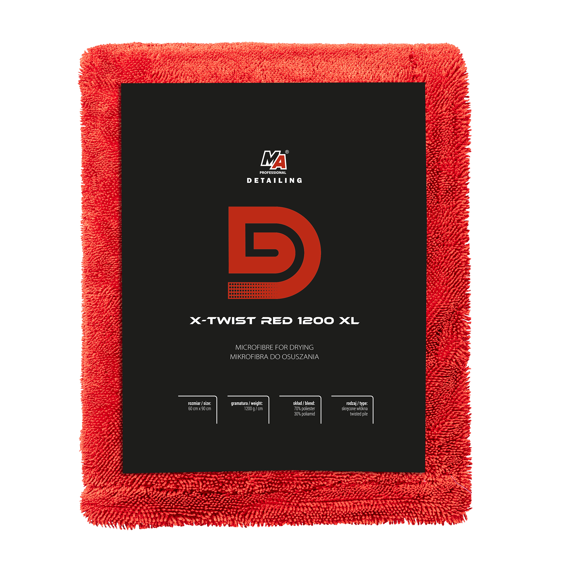025696 Ma Professional Detailing - X-twist Red 1200gsm Xl Mikrofaser-trocknetz