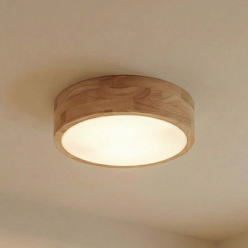 [gebraucht] B-ware Lindby Deckenlampe Tanju Led Leuchte Dimmbar Holz Ø30cm Weiß 2-flg. 8cm Hoch