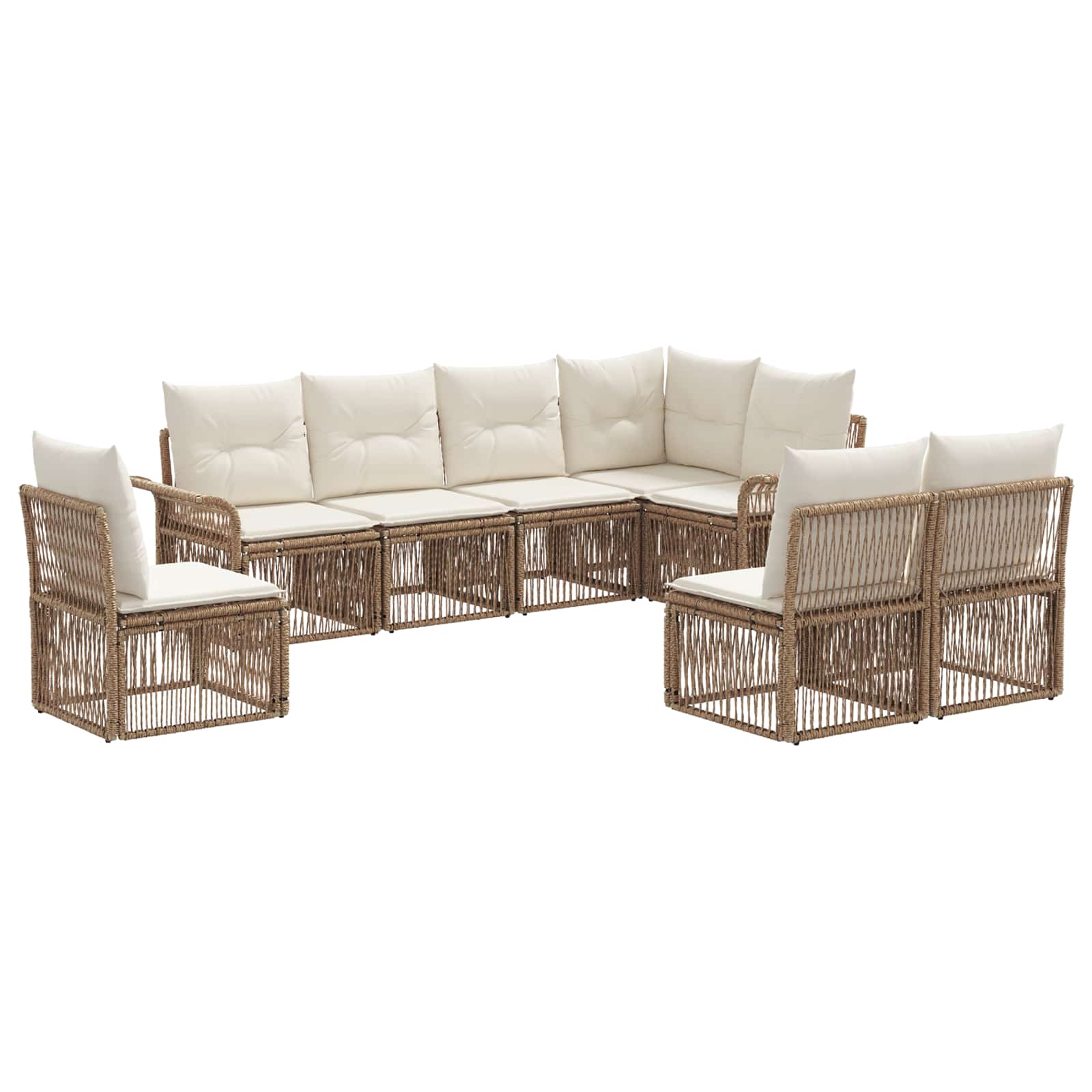 Maison Exclusive - Gartensofa-set 8 Stk. 8-sitzer Beige Poly-ratt