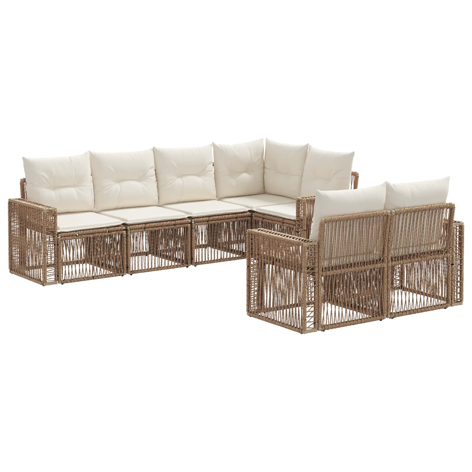 Maison Exclusive - Gartensofa-set 7 Stk. 7-sitzer Beige Und Creme