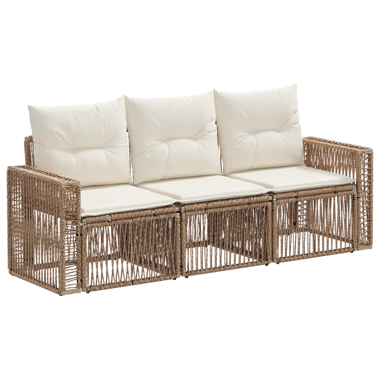 Maison Exclusive - Gartensofa-set 3 Stk. 3-sitzer Beige Und Creme