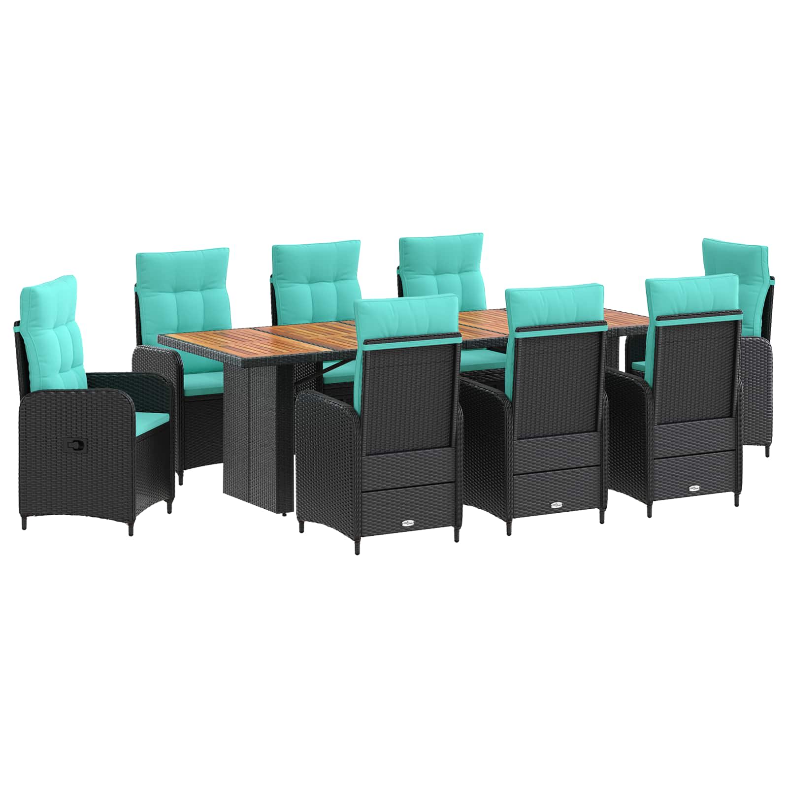 Maison Exclusive - Outdoortisch-set 9 Stk. Schwarz Und Türkis 240