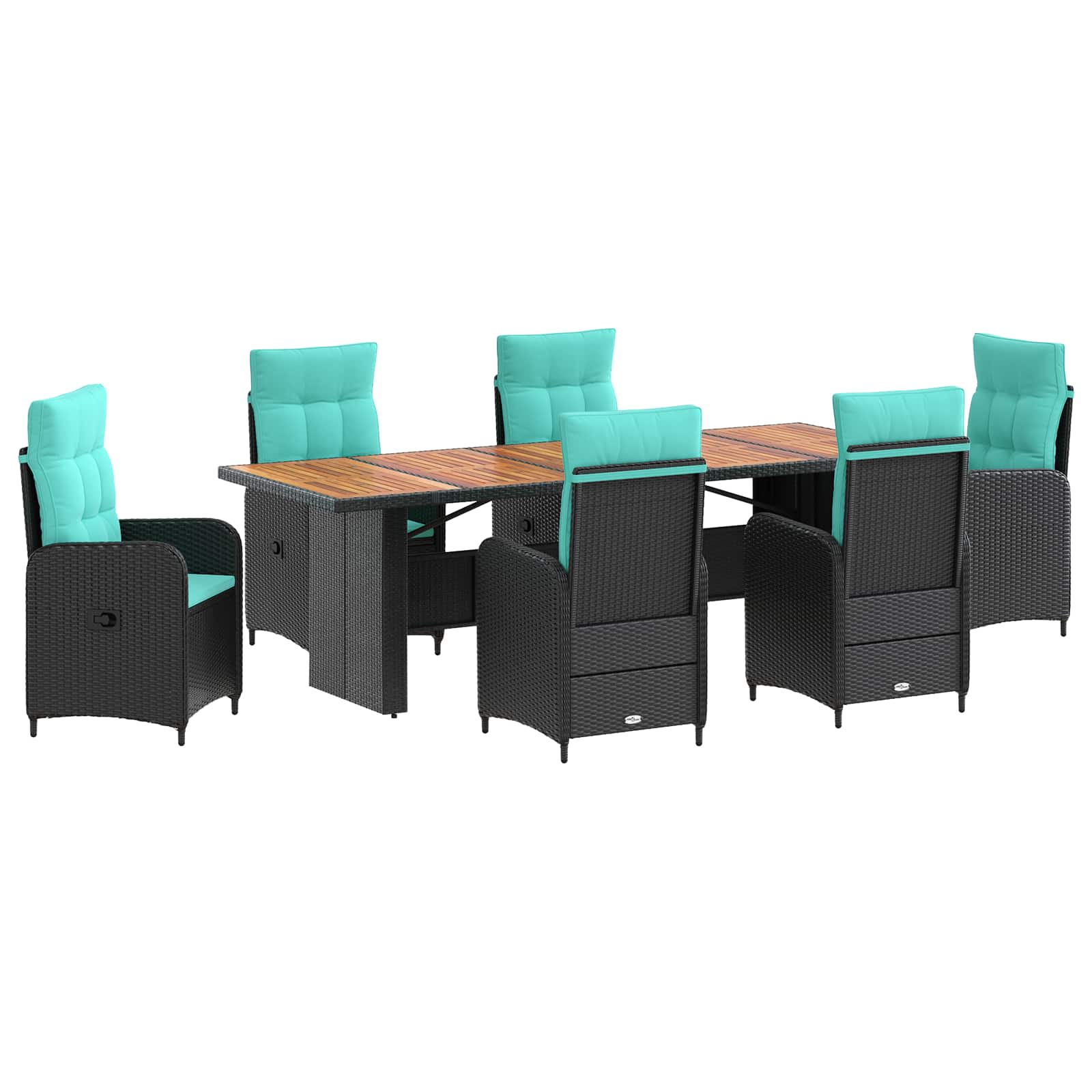 Maison Exclusive - Outdoortisch-set 7 Stk. Schwarz Und Türkis 240