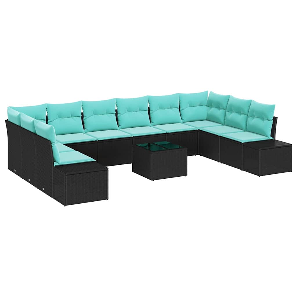 Maison Exclusive - Gartensofa-set 10 Stk. 9-sitzer Schwarz Und Tü