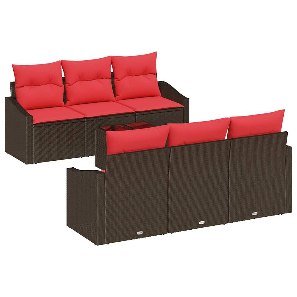 Maison Exclusive - Sofa Set 7 Stk. 3-sitzer Braun Und Rot