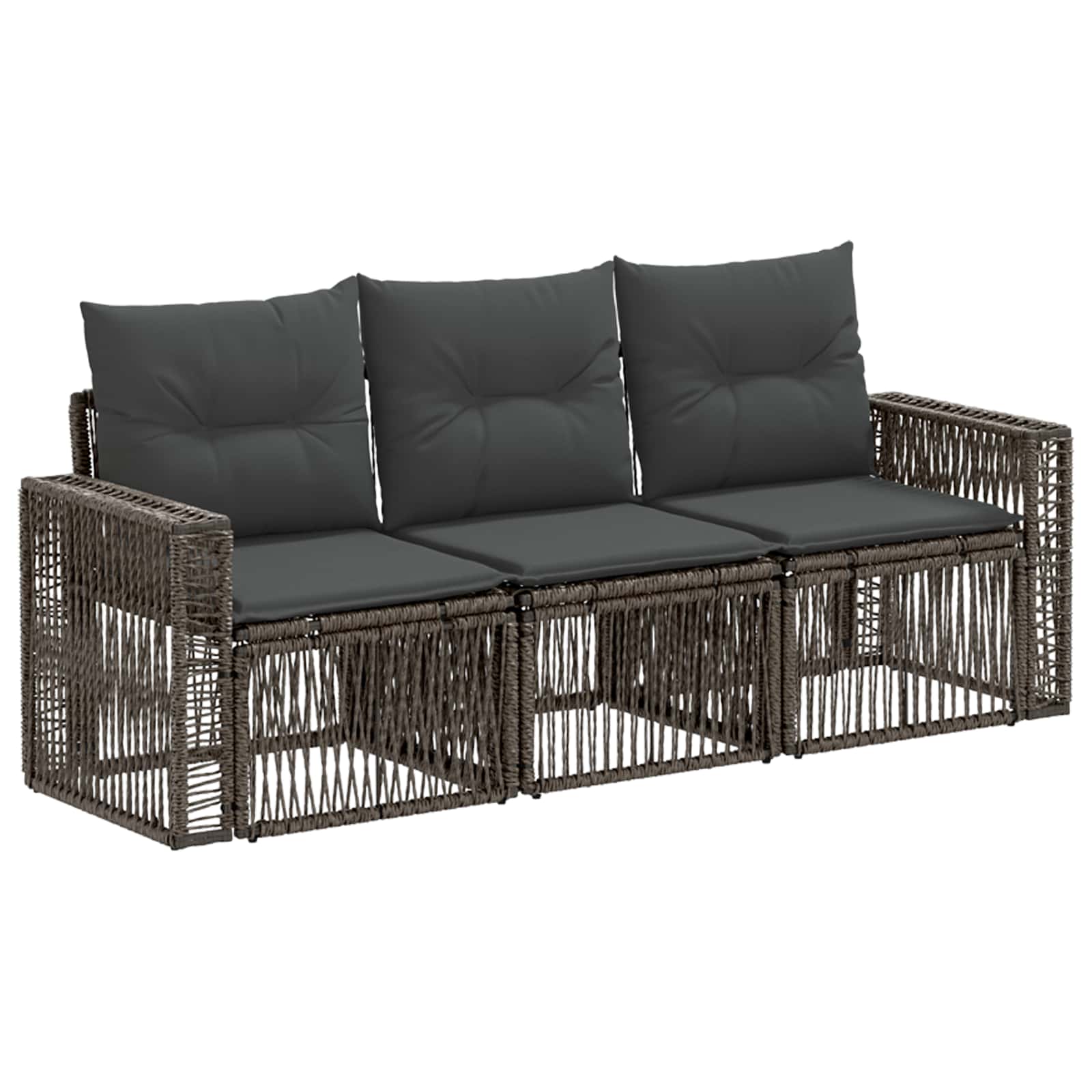 Maison Exclusive - Gartensofa-set 3 Stk. 3-sitzer Grau Und Dunkel