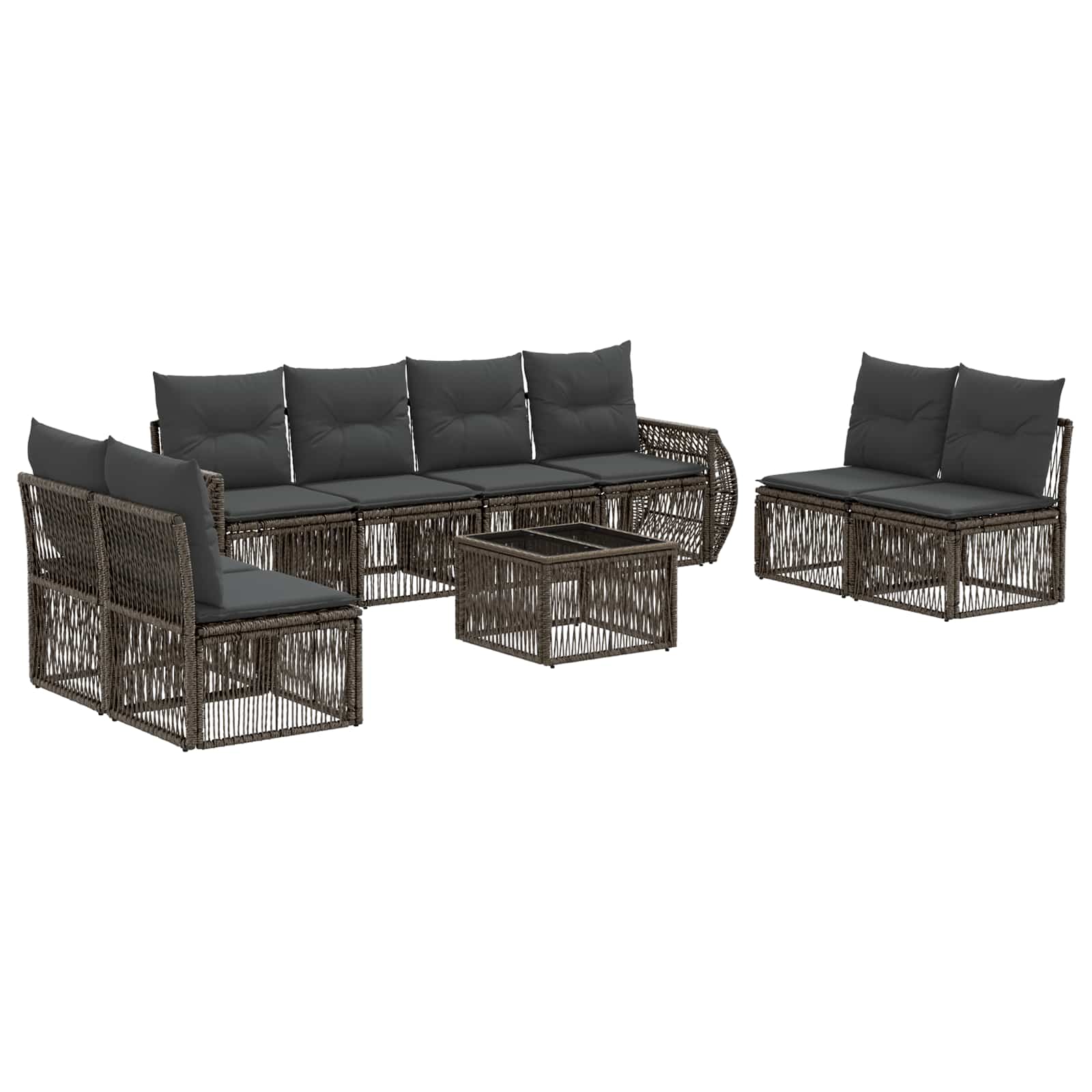 Maison Exclusive - Gartensofa-set 9 Stk. 8-sitzer Grau Und Dunkel