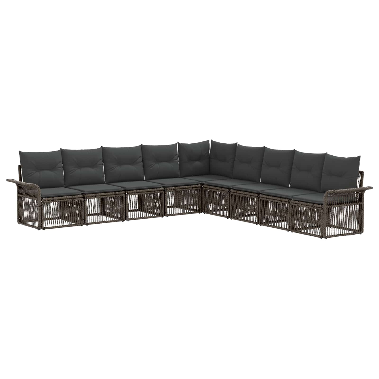 Maison Exclusive - Gartensofa-set 9 Stk. 11-sitzer Grau Poly-ratt