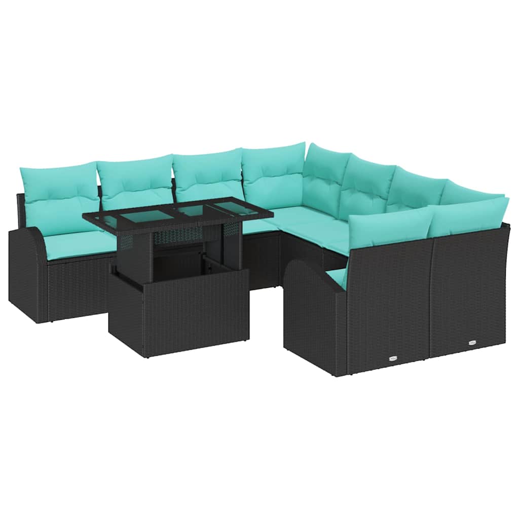 Maison Exclusive - Garten-sofa-set 9 Stk. Schwarz [synthetisch]: