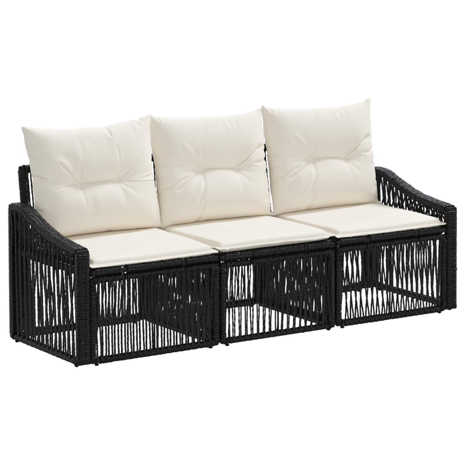 Maison Exclusive - Gartensofa-set 3 Stk. 3-sitzer Schwarz Poly-ra