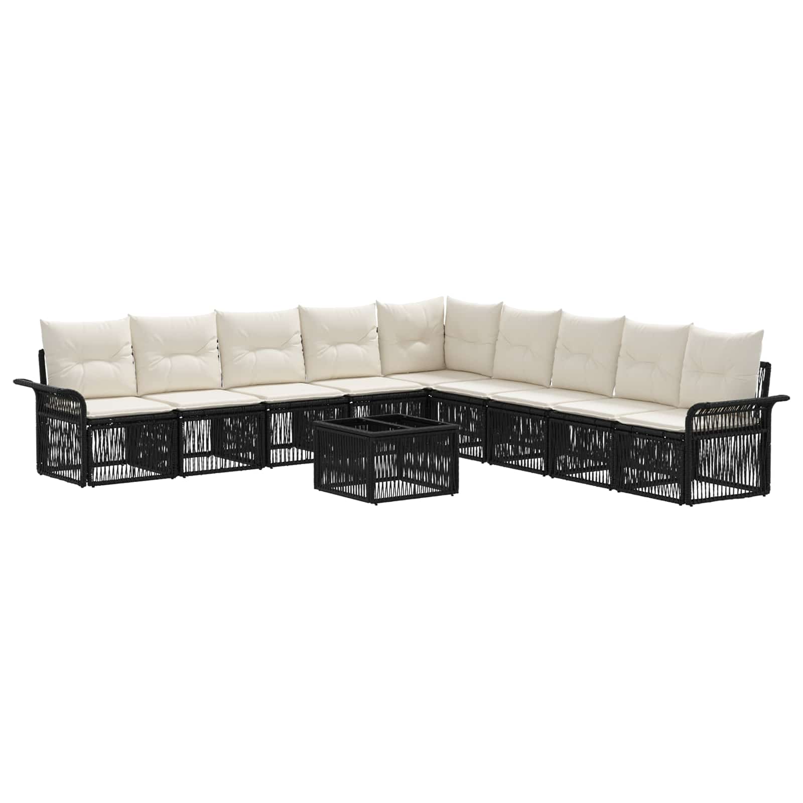 Maison Exclusive - Gartensofa-set 10 Stk. 11-sitzer Schwarz Poly-