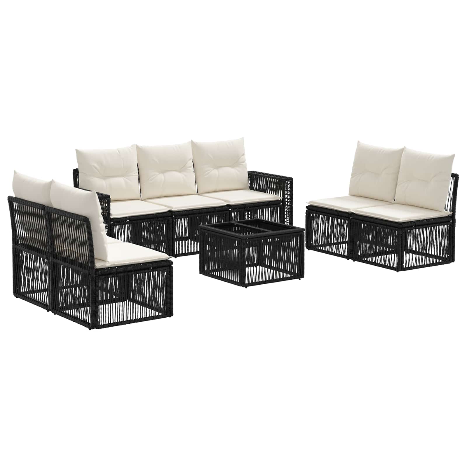 Maison Exclusive - Gartensofa-set 8 Stk. 7-sitzer Schwarz Und Cre