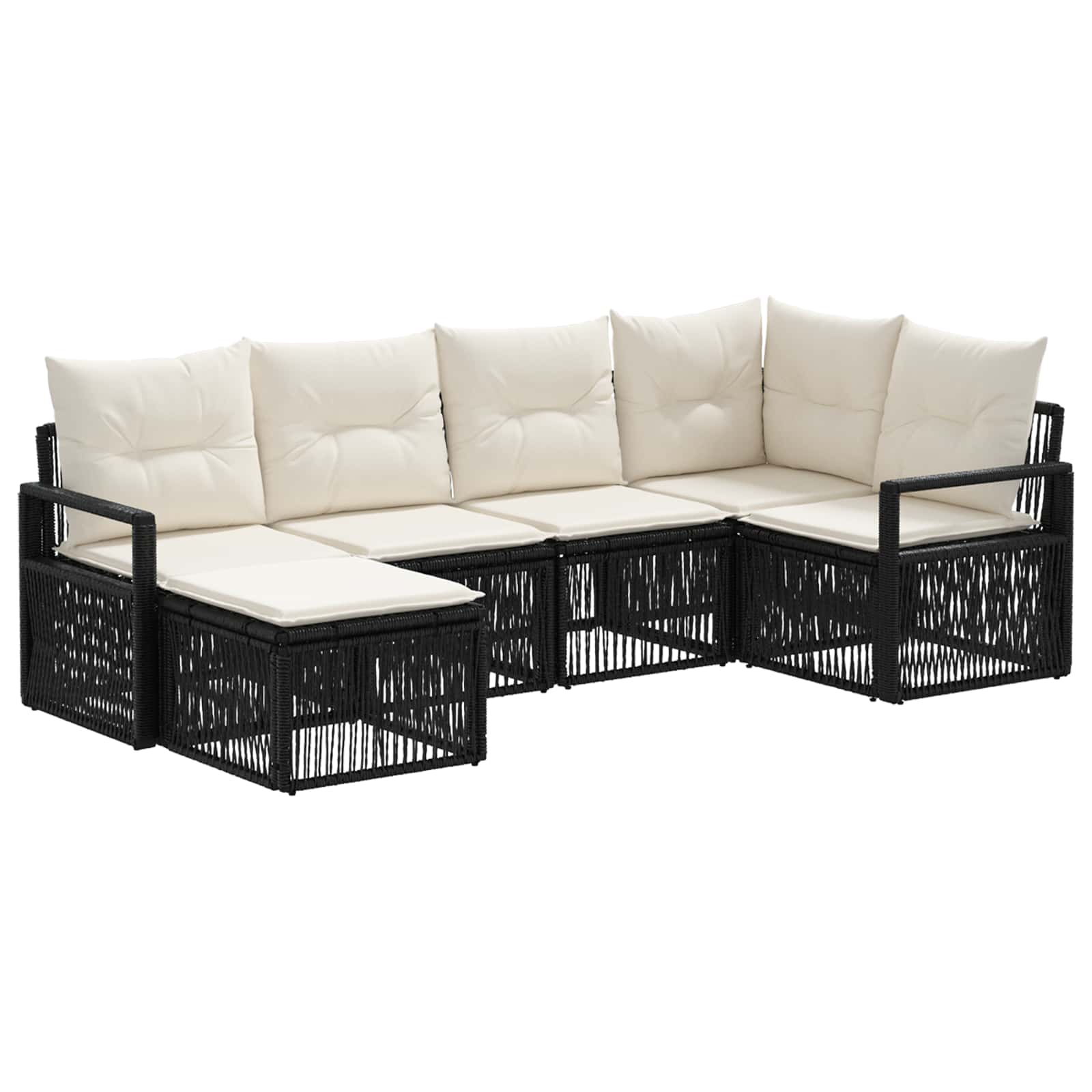 Maison Exclusive - Gartensofa-set 6 Stk. 8-sitzer Schwarz Poly-ra