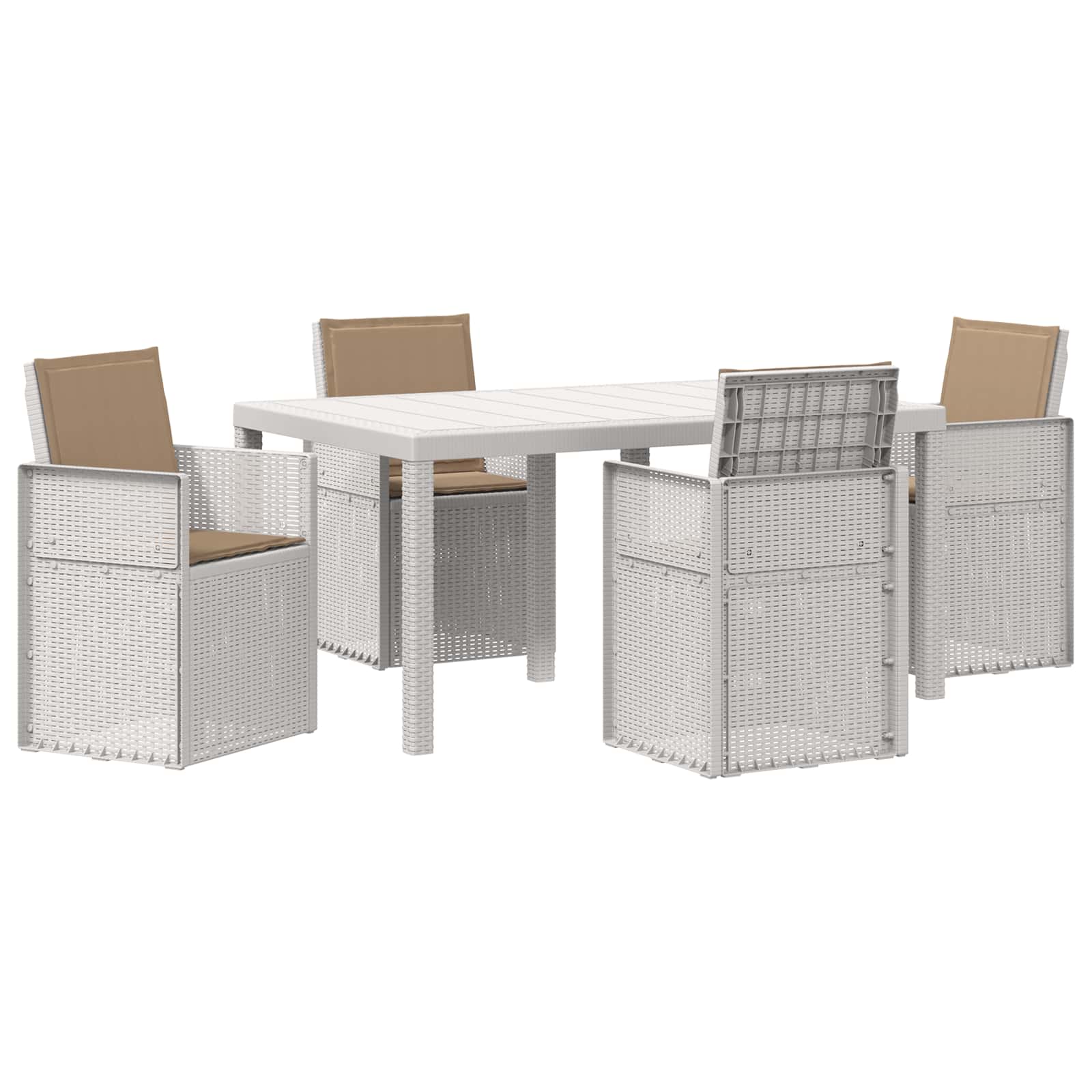 Maison Exclusive - Garten Essgruppe 5 Stk. 4-sitzer Weiß Und Taup