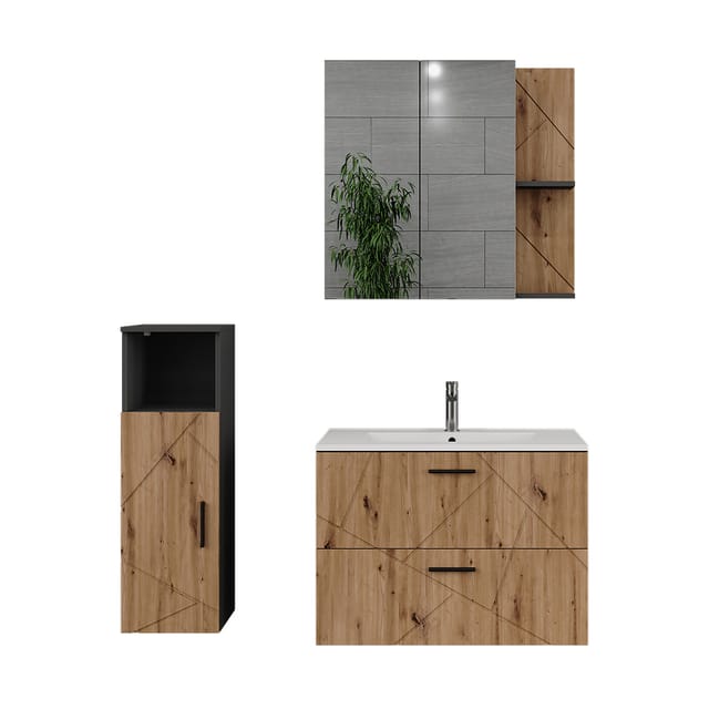 Badmöbel-set Irma, Anthrazit/artisan, 4 Teile, Vicco