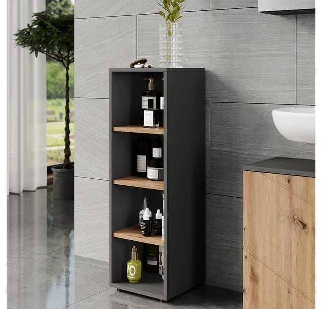 Midischrank Irma, Anthrazit/artisan, 30 X 95 Cm 4 Ablagefächer, Vicco