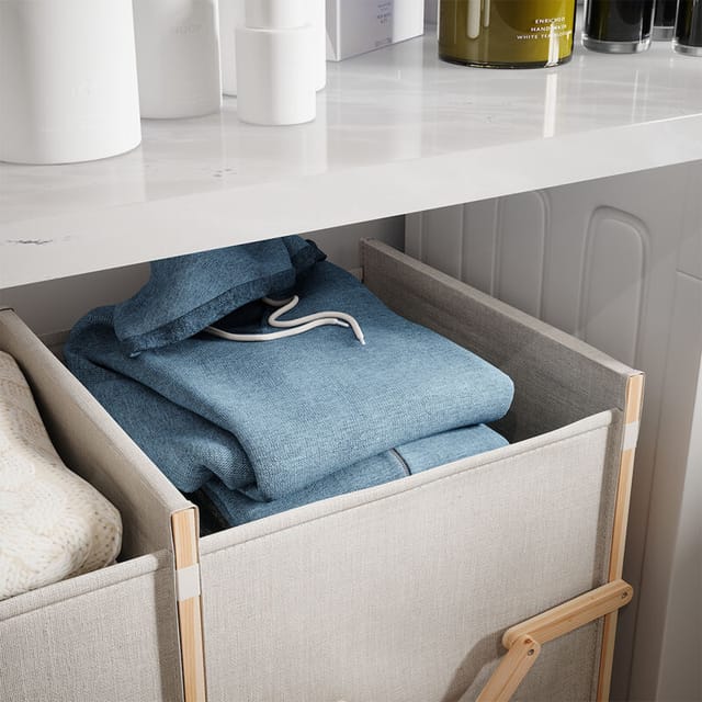 Badschrank Für Wäsche Bruno, Beige, 80 X 64 Cm Mit 2 Fächern, Vicco
