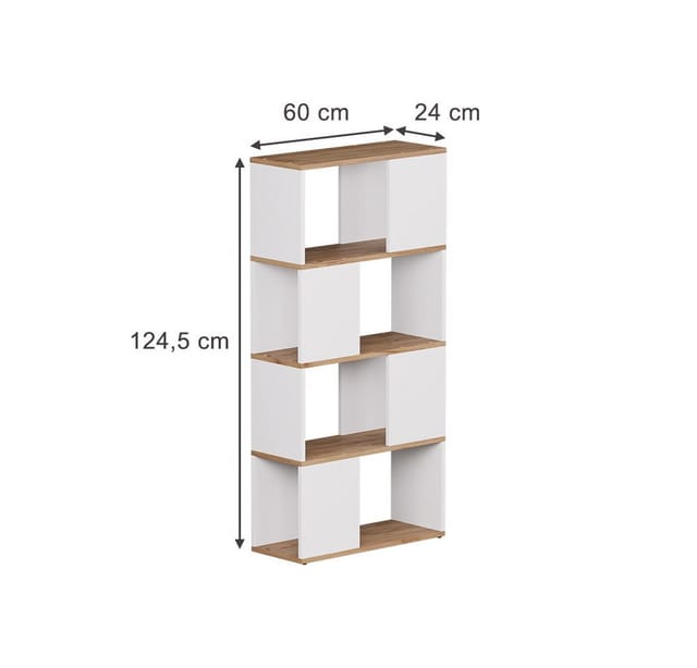 Raumteiler Eneos, Weiß/goldkraft Eiche, 60 X 124.5 Cm, Vicco