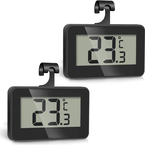 Thermomètre Frigo, 2 Pièce Thermometre Numérique Mini Digital Lcd Thermomètre Avec Crochet, Thermometre Congelateur Température Capteur Testeur Pour Réfrigérateur Cuisine Congélateurs