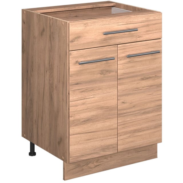 Küchenunterschrank Fame-line, Goldkraft Eiche, 60 Cm Mit Schublade, Ap Marmor, Vicco