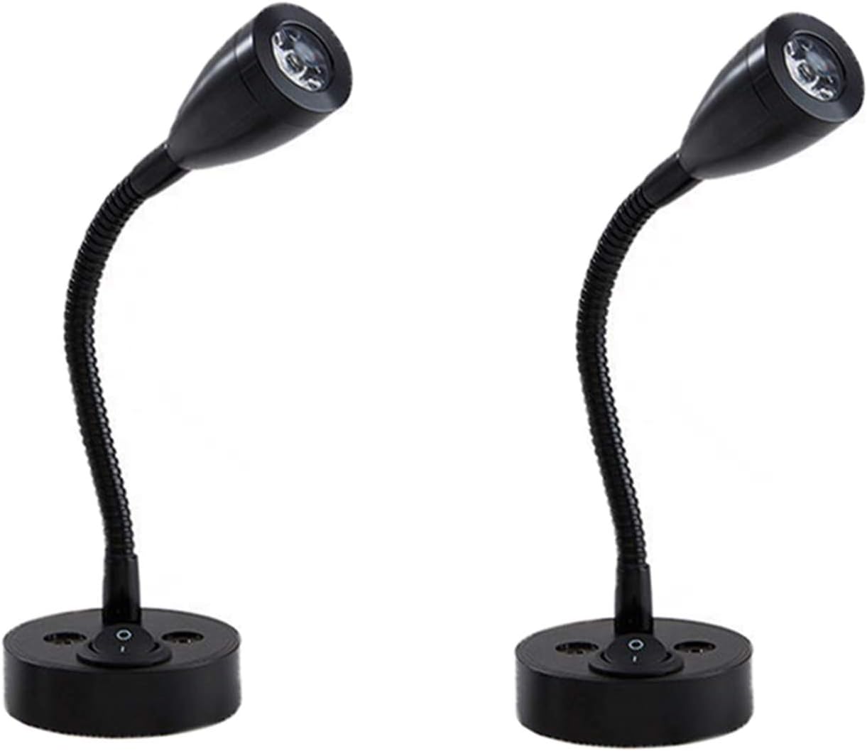 Set Mit 2 Led-leseleuchten (12 V) Mit Einstellbarem Schalter, Geeignet Für Nachttisch, Wohnmobil, Boot Und Innenbeleuchtung, Schwarz, 6000 K