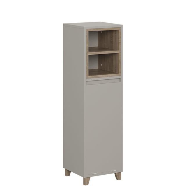 Midischrank Elnor, Greige/eiche, 30 X 105.2 Cm Mit Ausklappbarem Wäschebehälter, Vicco