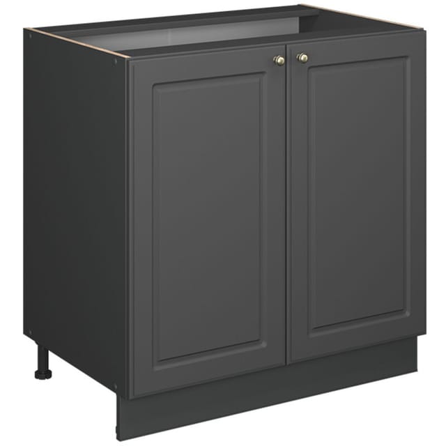 Spülenunterschrank Fame-line, Anthrazit-gold Landhaus, 80 Cm Mit Regal, Ap Eiche, Vicco