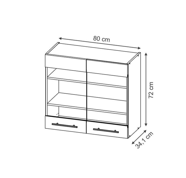 Küchenglasschrank Fame-line, Anthrazit Hochglanz, 80 Cm, Vicco