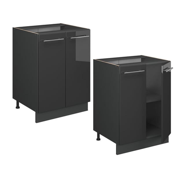 Küchenunterschrank Fame-line, Anthrazit Hochglanz, 60 Cm Ohne Arbeitsplatte, Vicco
