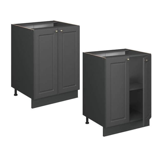 Küchenunterschrank Fame-line, Anthrazit-gold Landhaus, 60 Cm Ohne Arbeitsplatte, Vicco