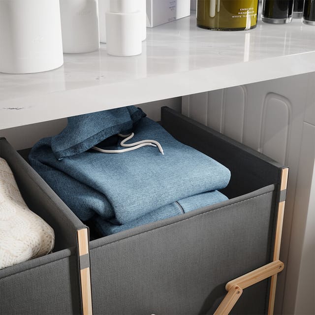 Badschrank Für Wäsche Bruno, Grau, 80 X 64 Cm Mit 2 Fächern, Vicco