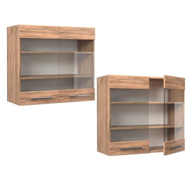 Küchenglasschrank Fame-line, Goldkraft Eiche, 80 Cm, Vicco