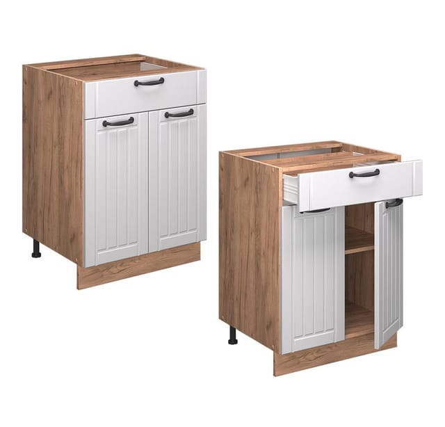 Küchenunterschrank Fame-line, Weiß Landhaus, 60 Cm Mit Schublade, Ohne Arbeitsplatte, Vicco