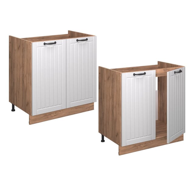 Spülenunterschrank Fame-line, Weiß Landhaus, 80 Cm Ohne Arbeitsplatte, Vicco