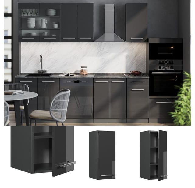 Hängeschrank Fame-line, Anthrazit Hochglanz, 30 Cm, Vicco