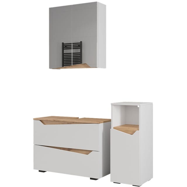 Badmöbel-set Marelle, Weiß/artisan, 3 Teile Mit Midischrank, Vicco