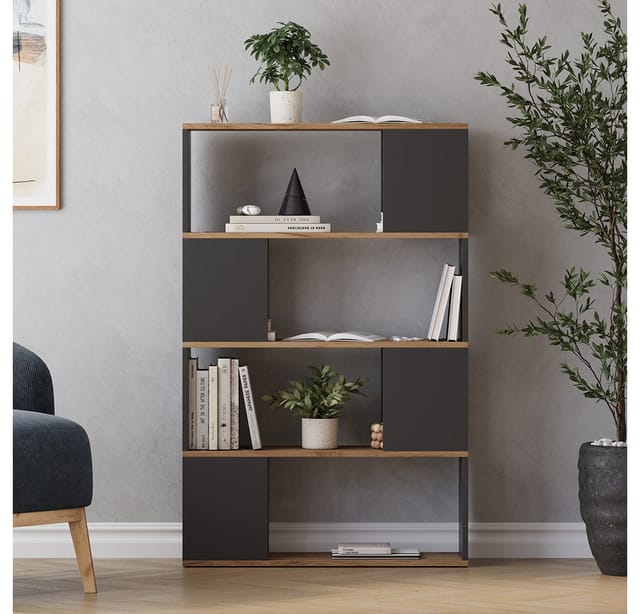 Raumteiler Eneos, Anthrazit/goldkraft Eiche, 80 X 124.5 Cm, Vicco