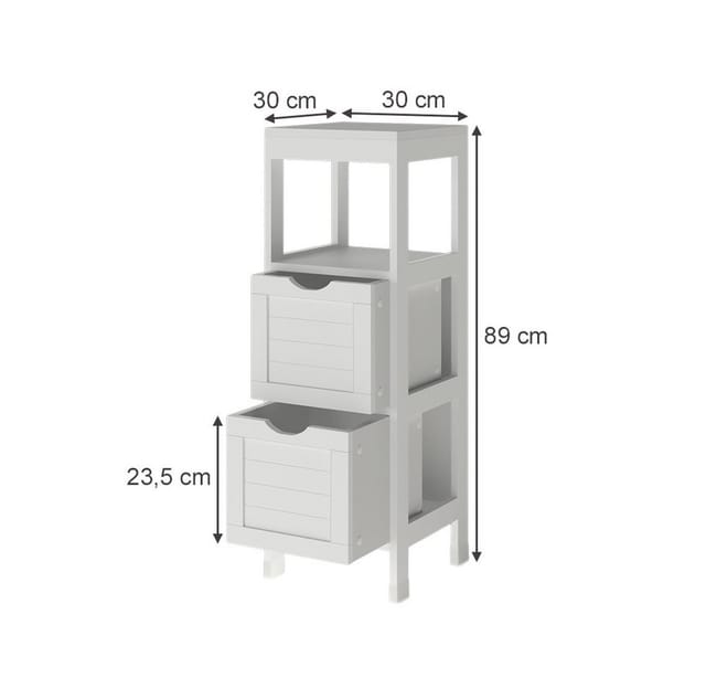 Midischrank Vilda, Weiß, 30 X 89 Cm Mit 2 Schubkästen, Vicco