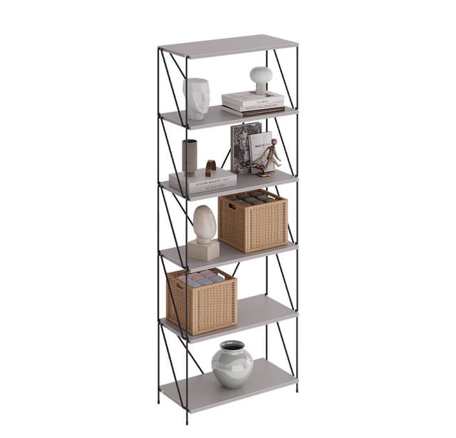 Bücherregal Ravix, Greige/schwarz, 60 X 166.5 Cm, Vicco