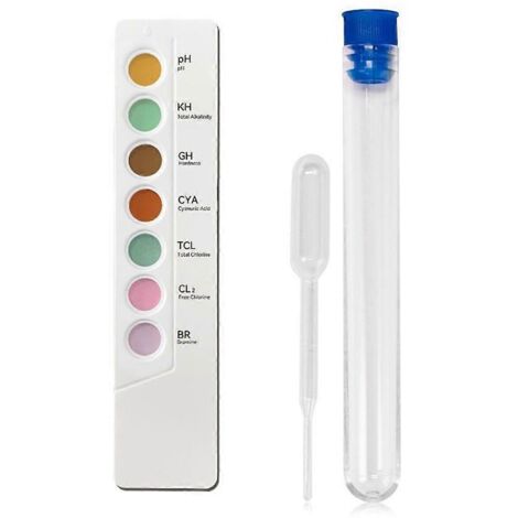 Kit D'Analyse D'Eau De Piscine 7 En 1 : Analyse Chimique De L'Eau, Chlore, Ph-mètre