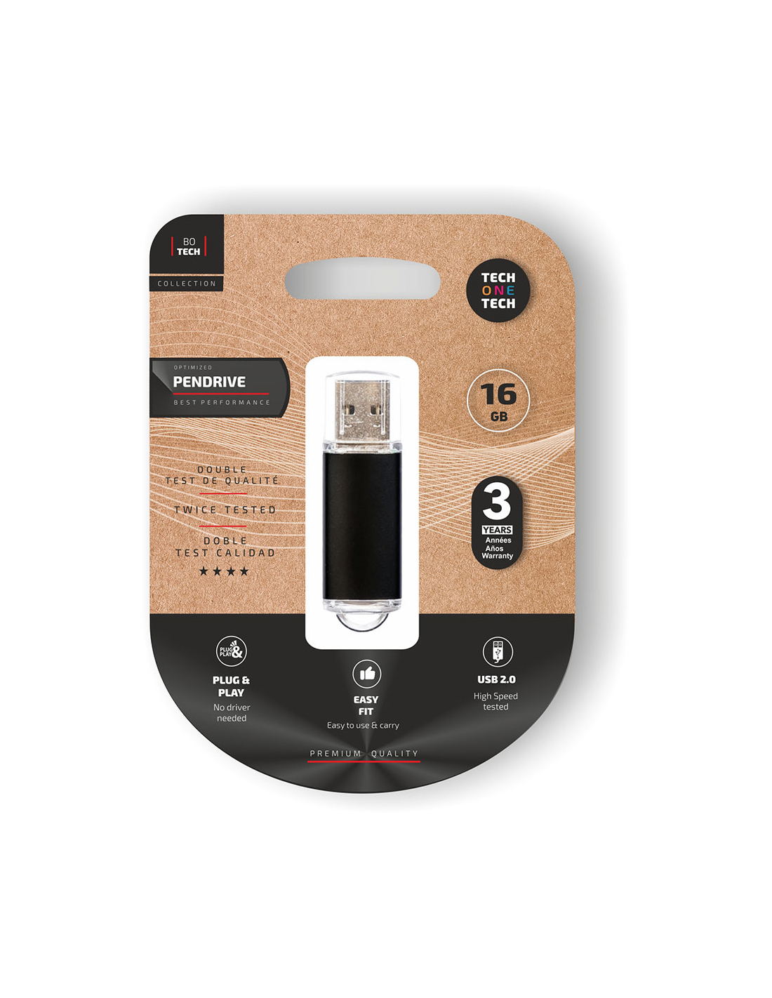Tech One Tech Pendrive Aus Der “bo Tech”-serie Mit 16gb Kapazität, Schwarz